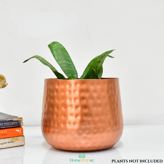 Copper Finish Hammered Tumbler Indoor Metal Planter | Home & Garden | 6 Inches