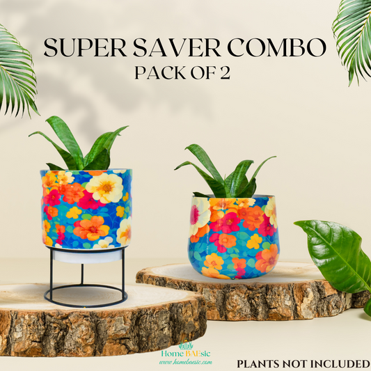 Super Saver Combo | Flower Art Indoor Metal Planters | Home & Garden | 6 Inches
