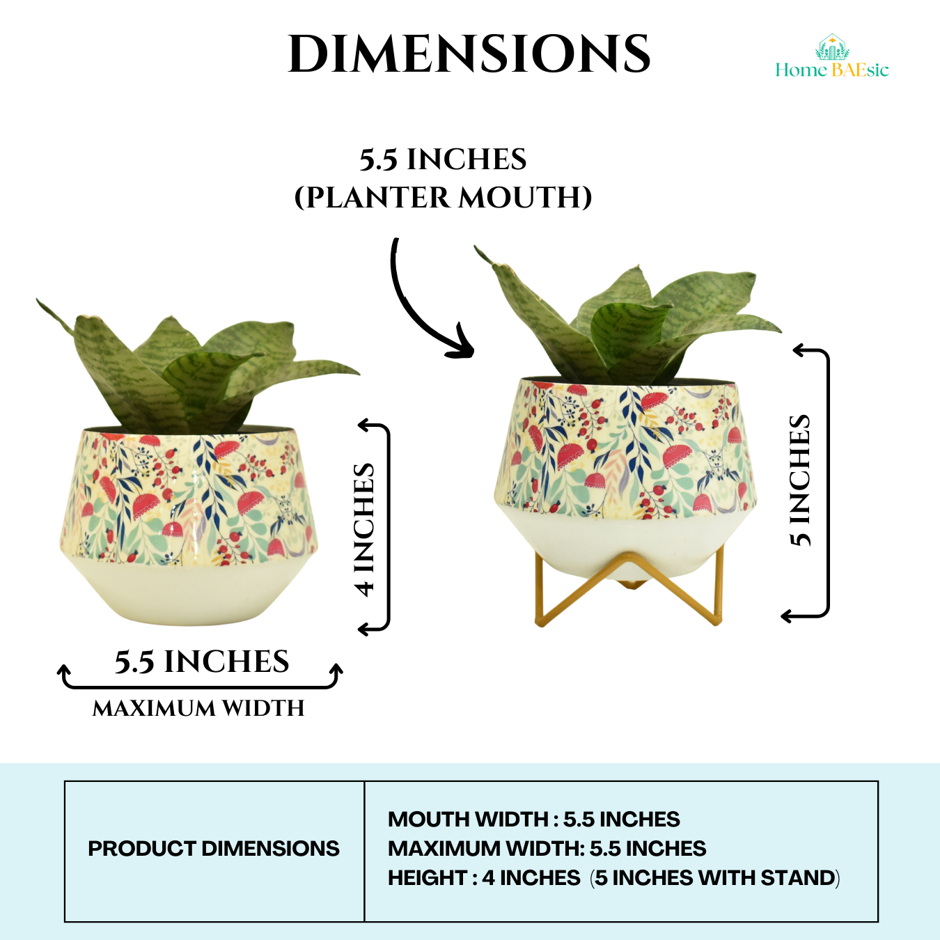 Garnet Floral Indoor Metal Planter With Metal Stand | Home & Garden | 5 Inches
