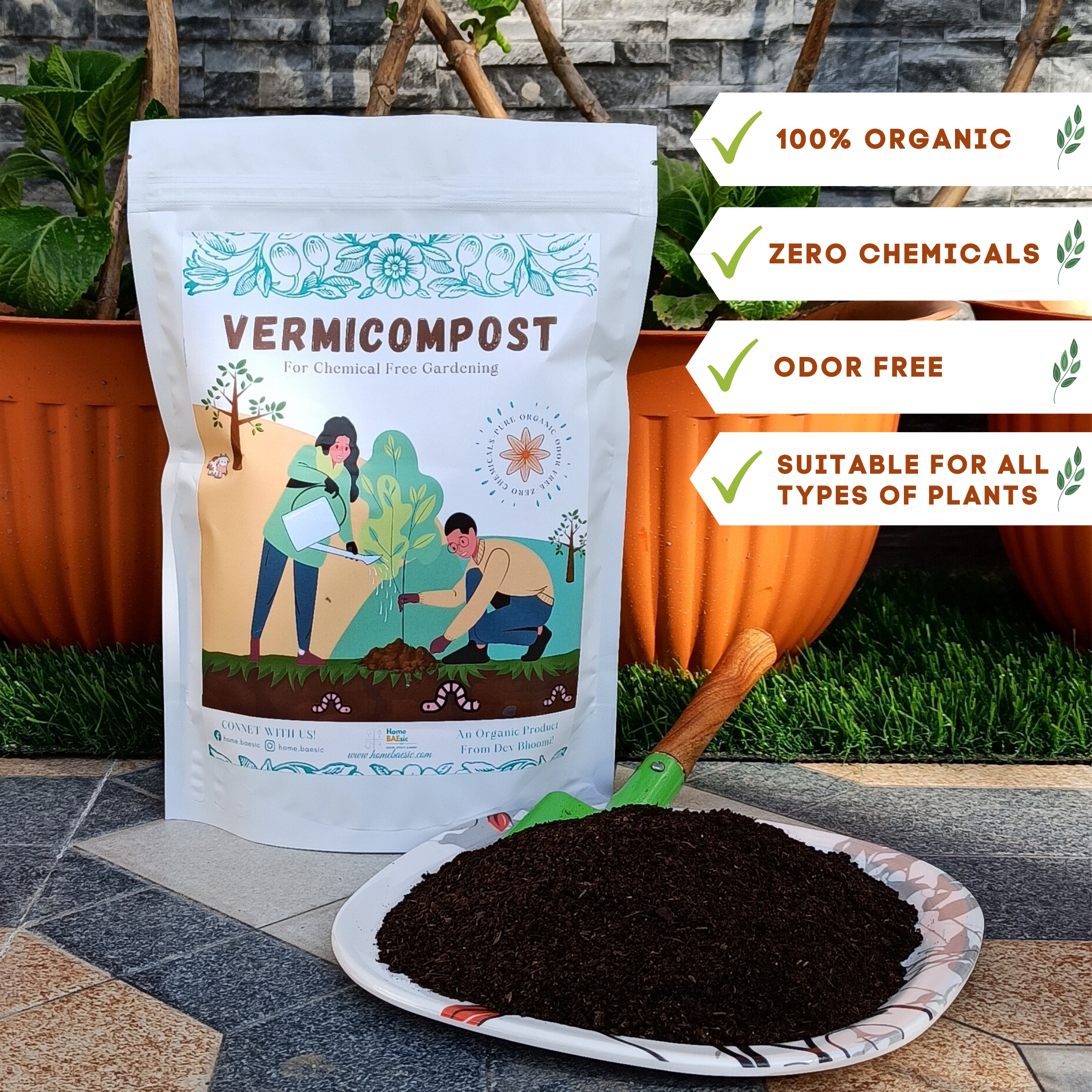 100% Organic Vermicompost for home and garden by Home BAEsic | Best organic fertilizer and manuer for plants