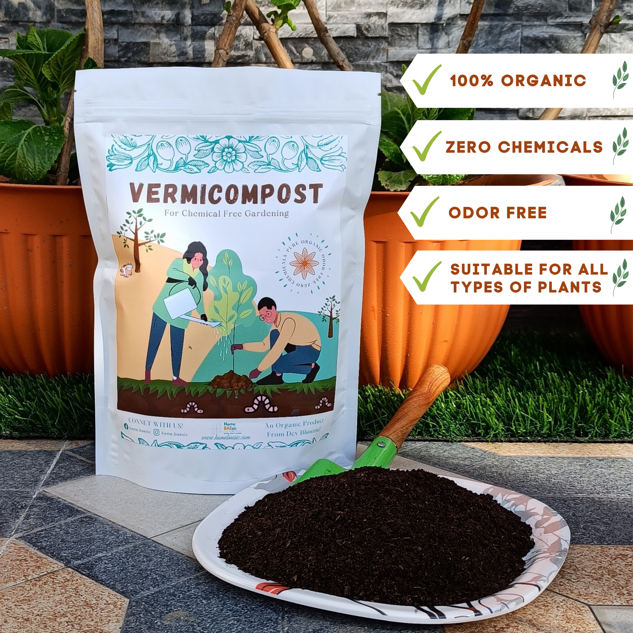 100% Organic Vermicompost for home and garden by Home BAEsic | Best organic fertilizer and manuer for plants 