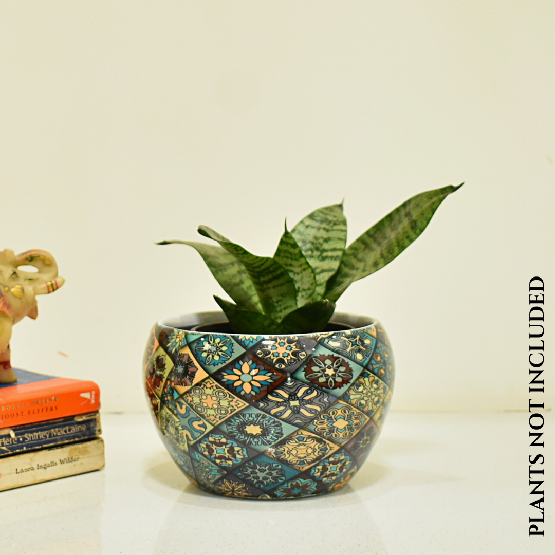 Home BAEsic Metal Planter With Stand 6 Inches For Indoor Home & Garden