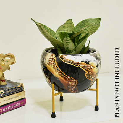 Black Marble Gold Metal Pot & Planter | Home BAEsic | Home and Garden
