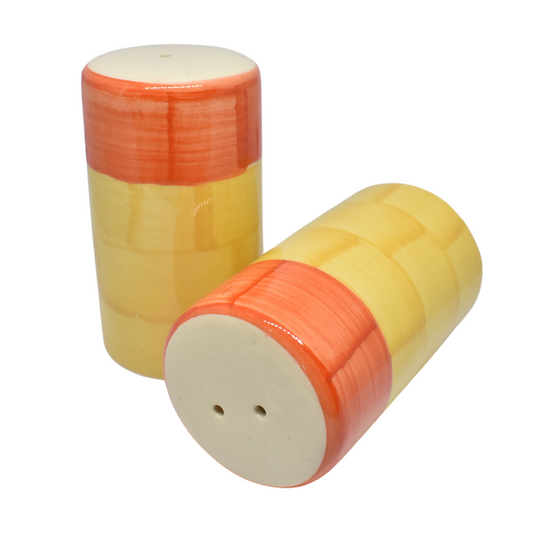 Ceramic Dual Shade Salt & Pepper Shaker Cruet Set - Orange & Yellow Color