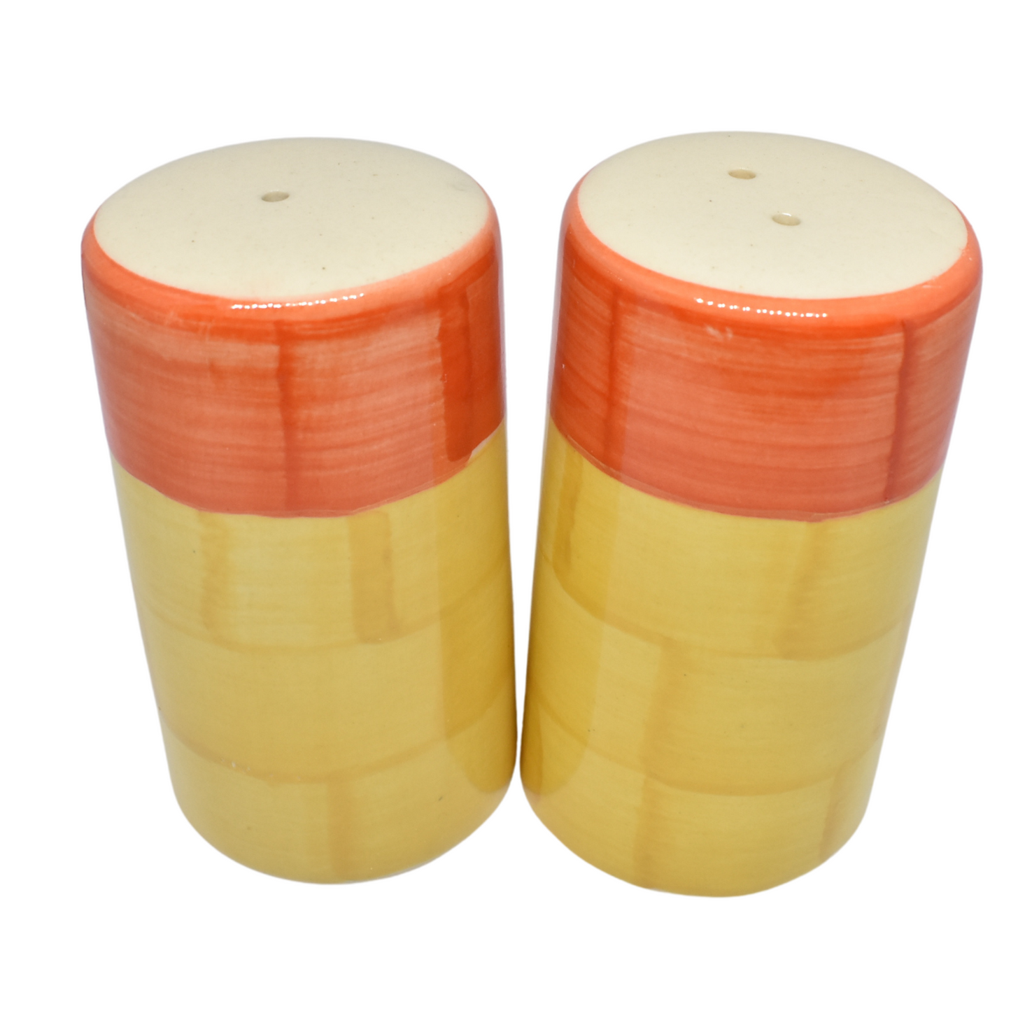 Ceramic Dual Shade Salt & Pepper Shaker Cruet Set - Orange & Yellow Color