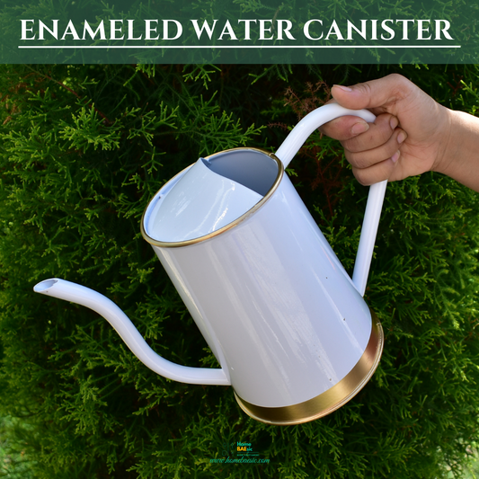 Enameled Metal Water Canister | 1.5 Liters for Indoor & Outdoor | Home & Garden | Pearl White