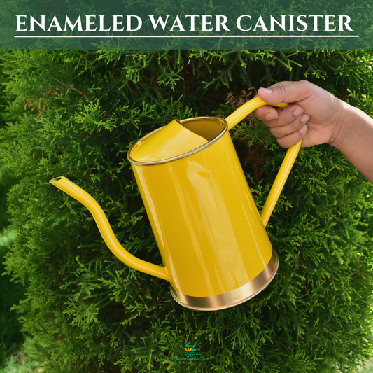 Enameled Metal Water Canister | 1.5 Liters for Indoor & Outdoor | Home & Garden | Yellow