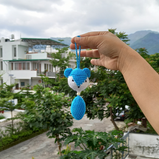 Handmade Amigurumi Crochet Fox Shape Tassel | Blue | Home BAEsic