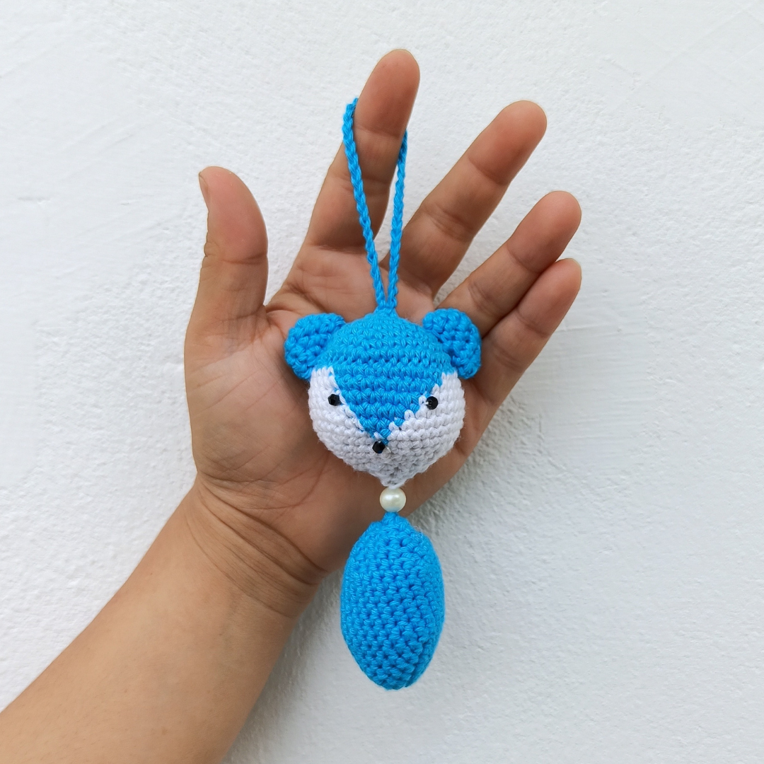 Handmade Amigurumi Crochet Fox Shape Tassel | Blue | Home BAEsic
