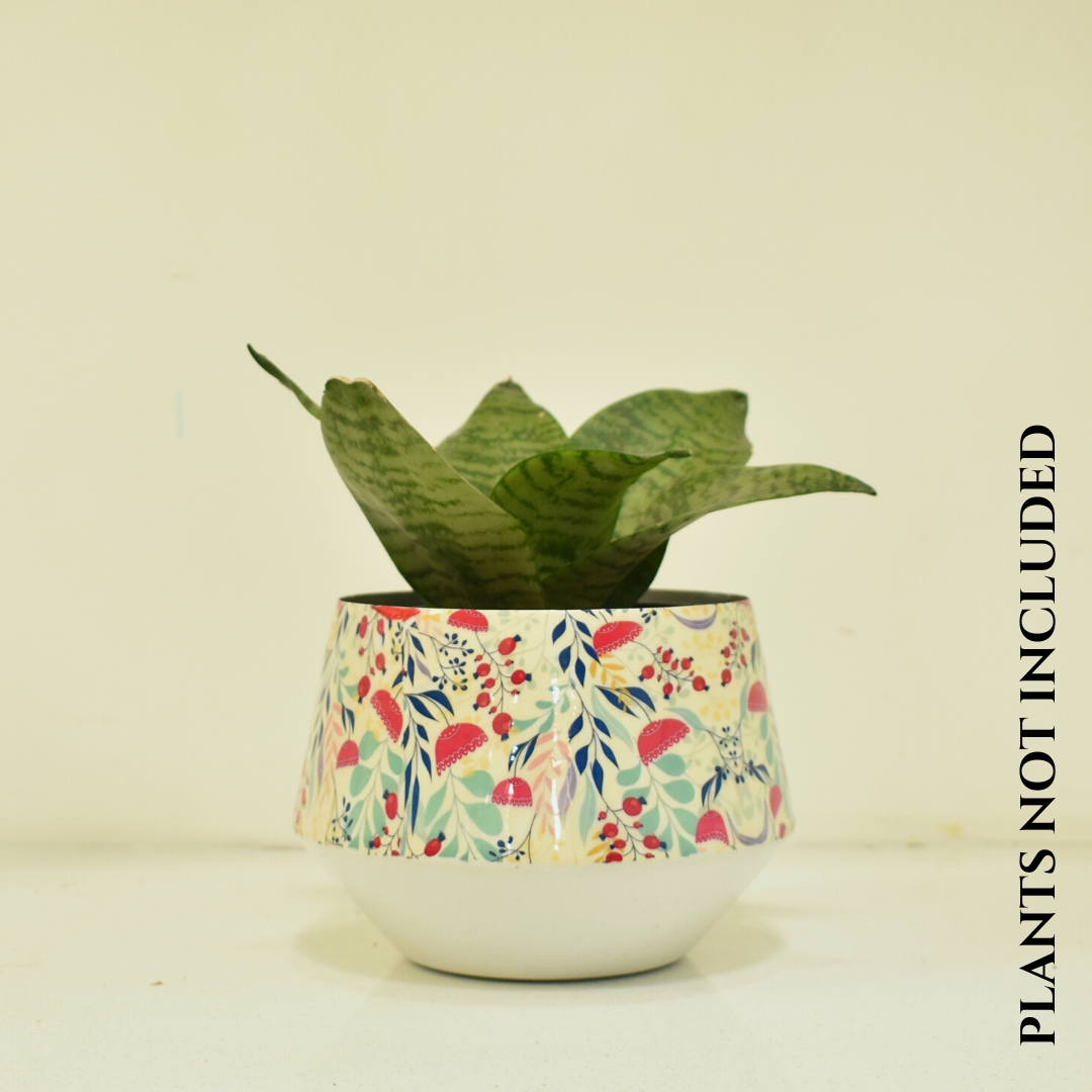 Garnet Floral Indoor Metal Planter With Metal Stand | Home & Garden | 5 Inches