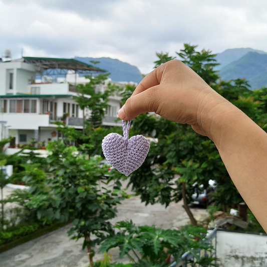 Handmade Amigurumi Crochet Mini Heart Shape Tassel | Purple | Home BAEsic
