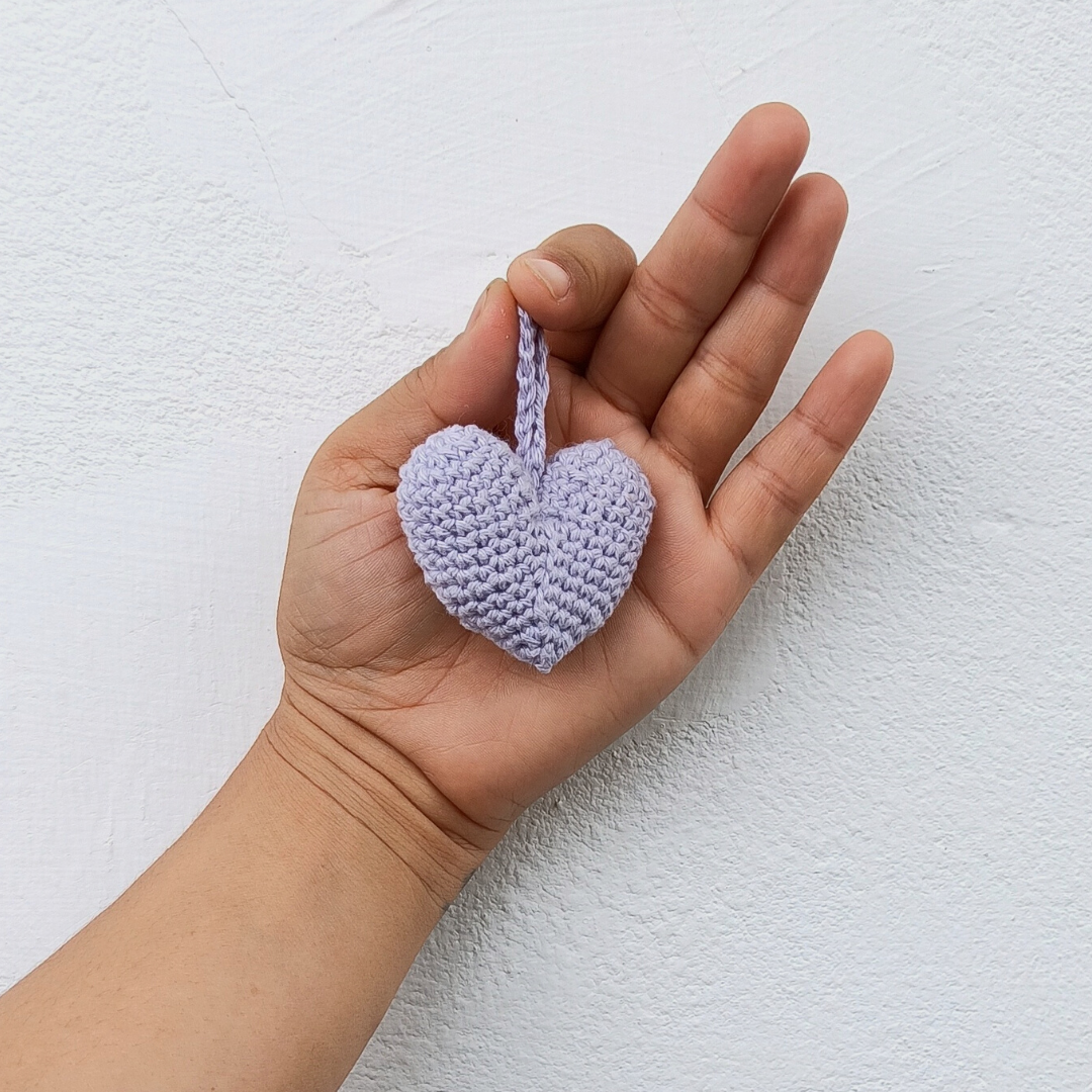 Handmade Amigurumi Crochet Mini Heart Shape Tassel | Purple | Home BAEsic