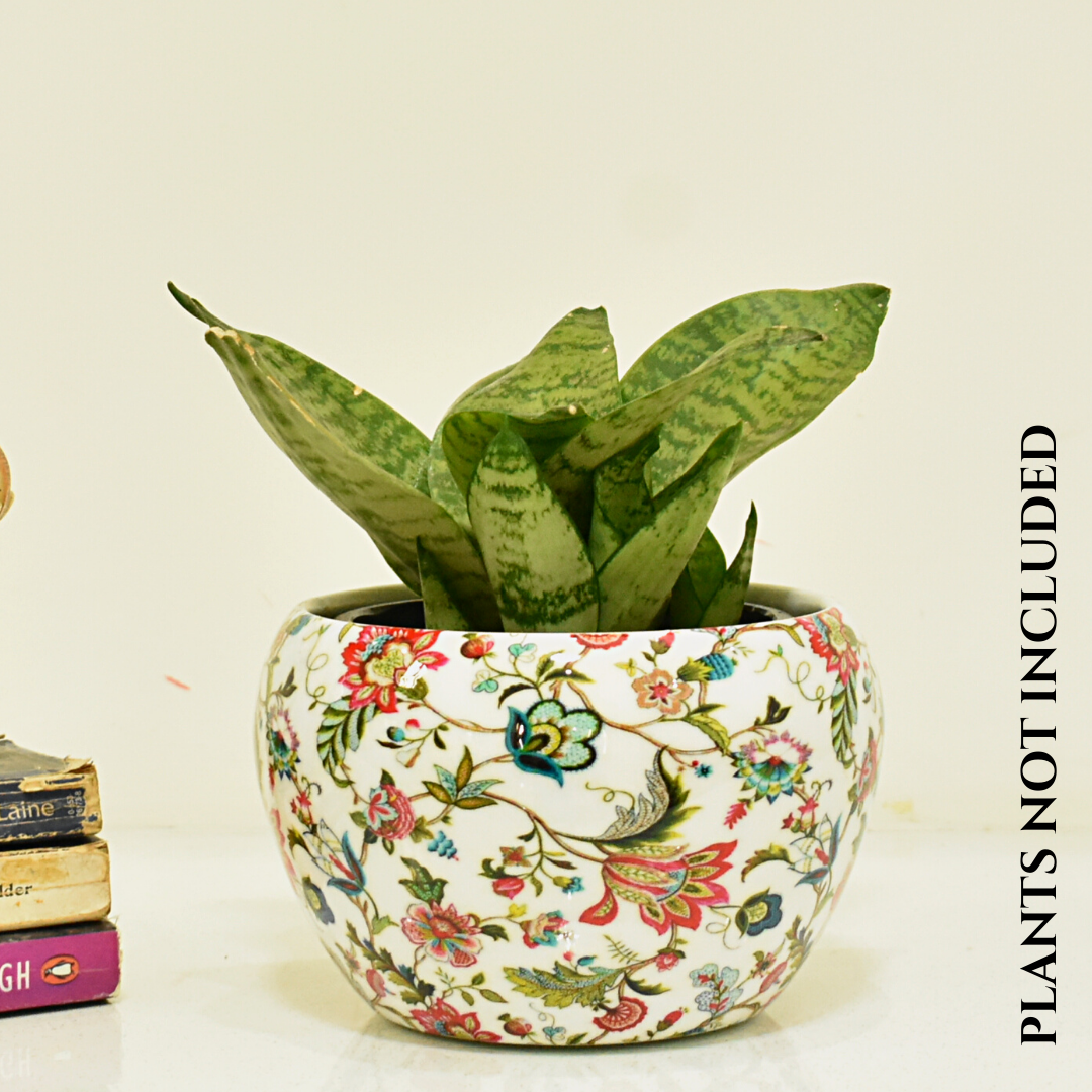 Meadow Floral Metal Pot & Planter | 6 Inches | Home BAEsic | Home and Garden