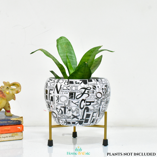 Alphabet Design Indoor Metal Planter With Metal Stand | Home & Garden | 6 Inches