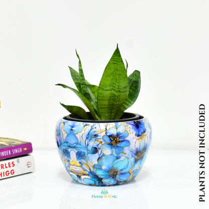 Azure Floral Indoor Metal Planter With Metal Stand | Home & Garden | 6 Inches