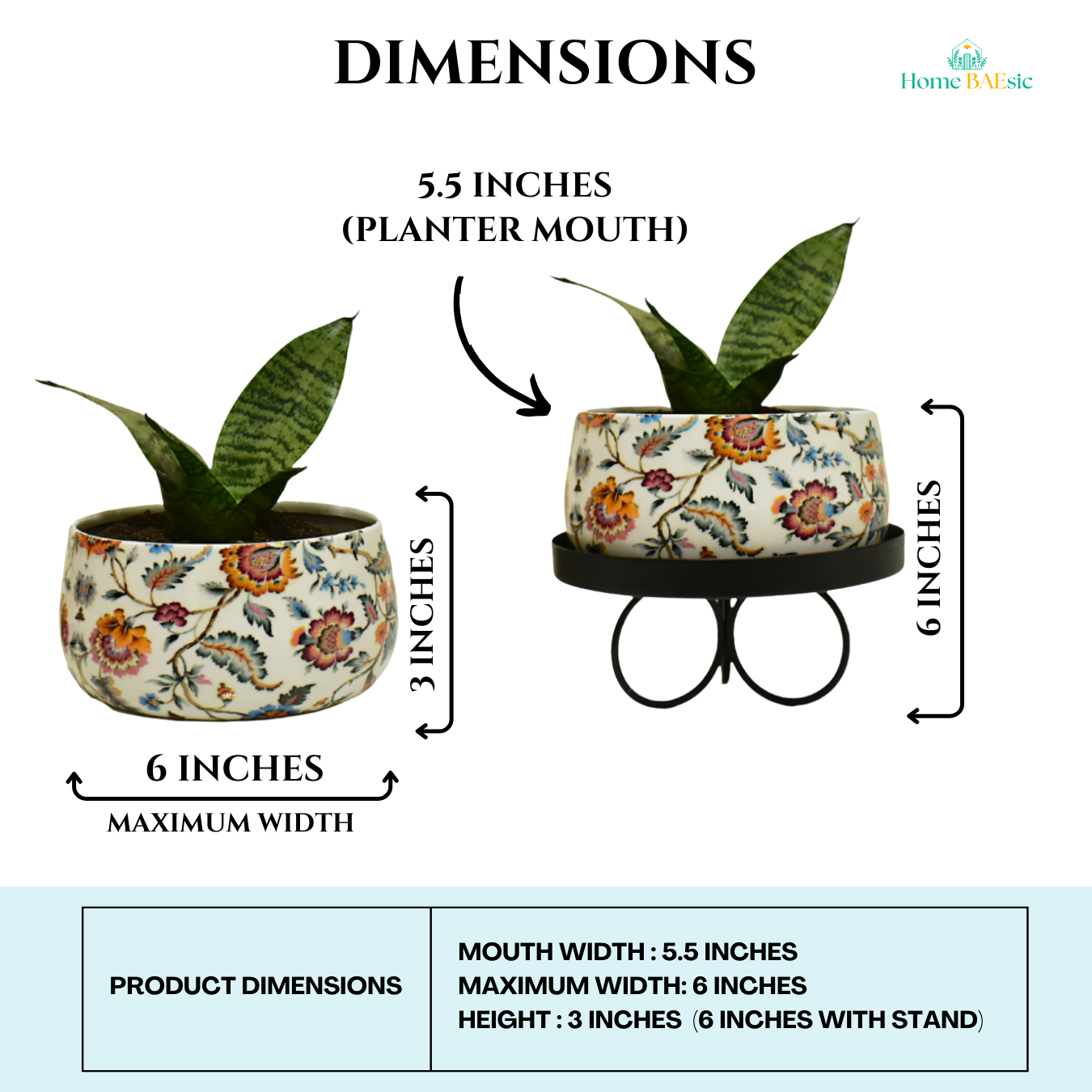 Decorative planter with floral design on a tripod stand. Blossom Paradise Planter | 6 Inches | Home BAESic