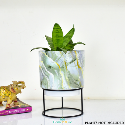 Esprado Marble Indoor Metal Planter With Metal Stand | Home & Garden | 6 Inches