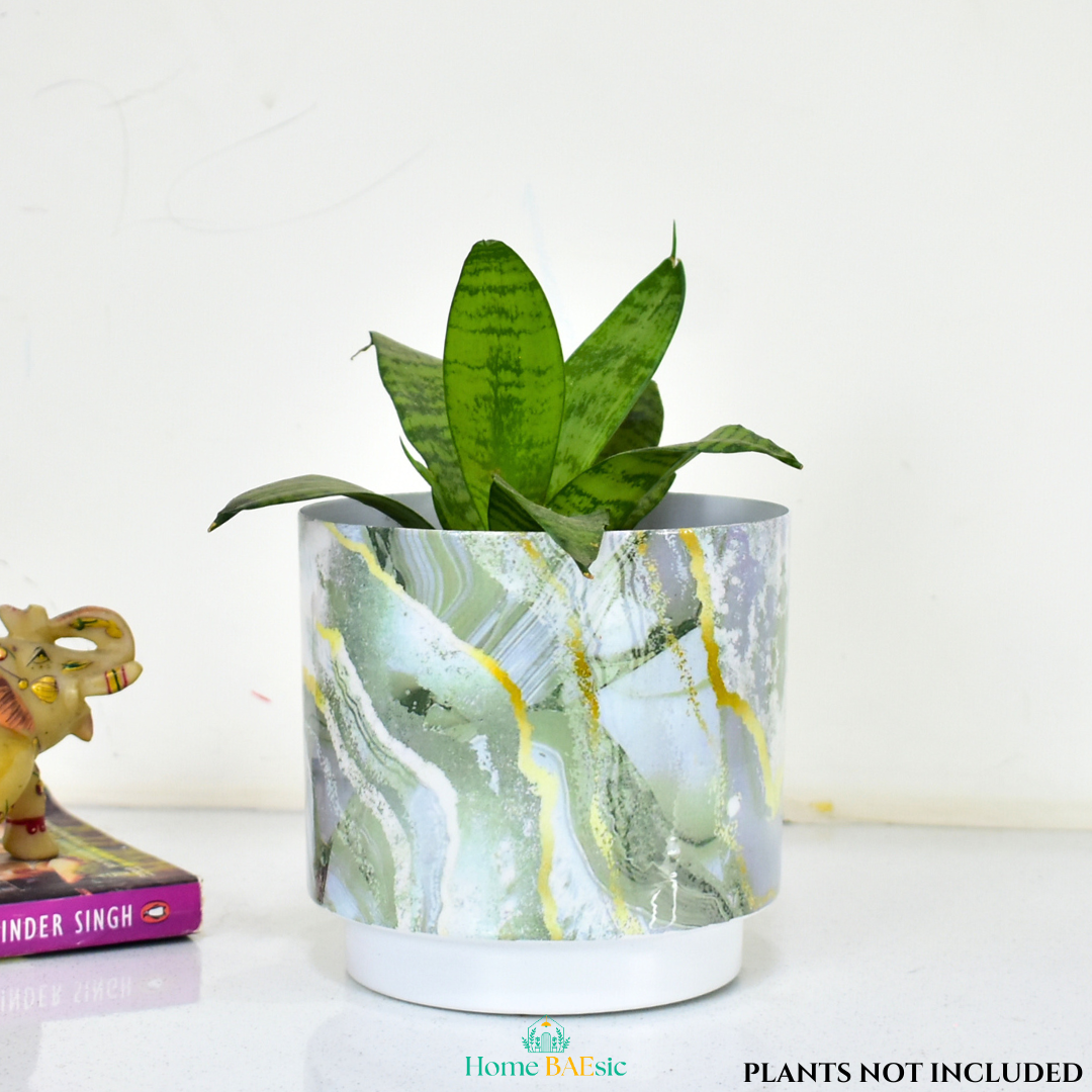 Esprado Marble Indoor Metal Planter With Metal Stand | Home & Garden | 6 Inches