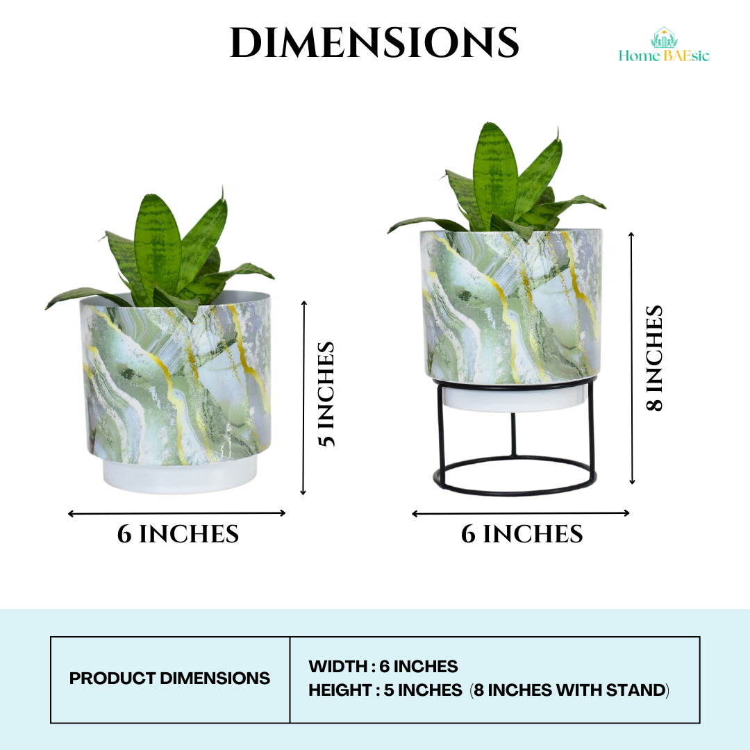 Esprado Marble Indoor Metal Planter With Metal Stand | Home & Garden | 6 Inches