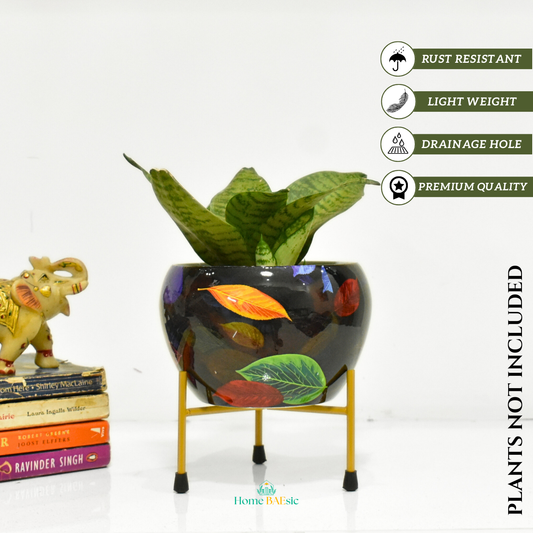 Decorative Planter with stand. Falling leaves Planter with stand | 6 inches | Home BAEsic | Home and Garden