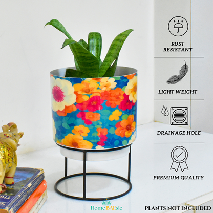 Flower Art Indoor Metal Planter With Metal Stand | Home & Garden | 6 Inches