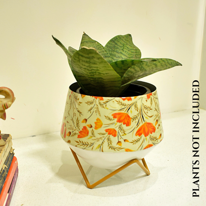 Happy Poppy Indoor Metal Planter With Metal Stand | Home & Garden | 5 Inches