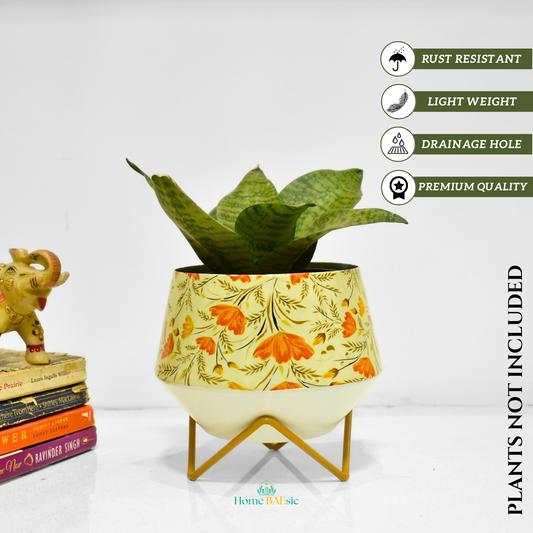 Happy Poppy Indoor Metal Planter With Metal Stand | Home & Garden | 5 Inches