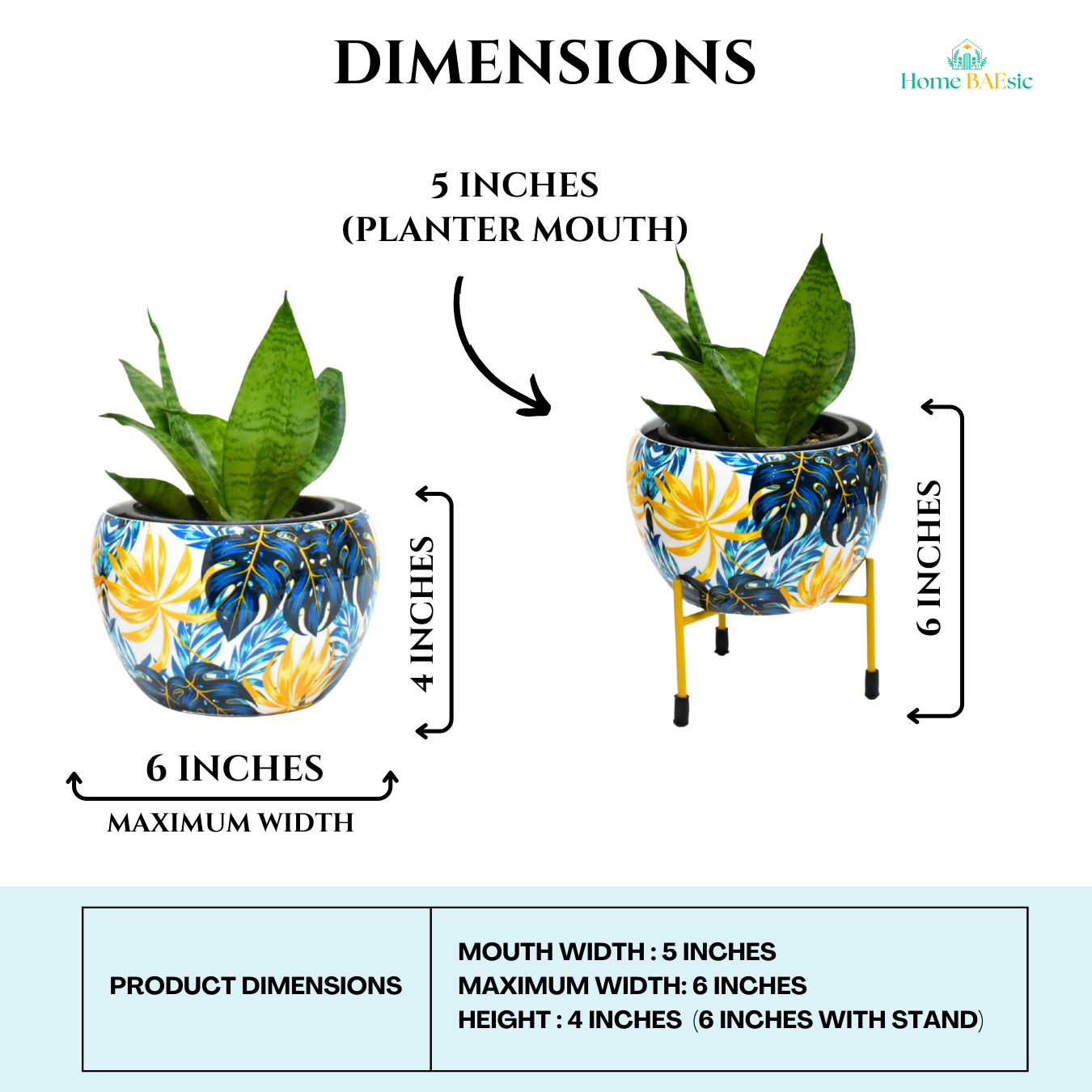 Monstera Vibes Indoor Metal Planter With Metal Stand | Home & Garden | 6 Inches