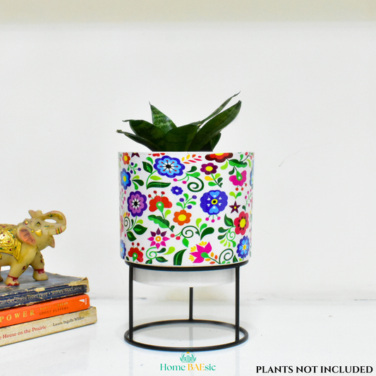 Multifloral Indoor Metal Planter With Metal Stand | Home & Garden | 6 Inches