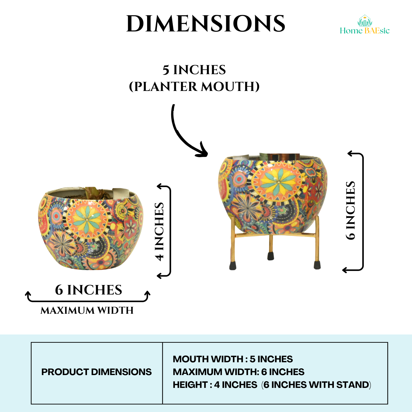 Colorful decorative pot with stand. Muticolor design metal planter indoor home & garden | Home BAEsic