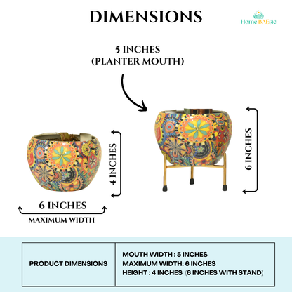 Colorful decorative pot with stand. Muticolor design metal planter indoor home & garden | Home BAEsic