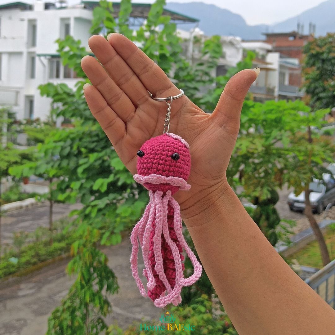 Octopus Shape Amigurumi Crochet Handmade Key Chain or Charms By Home BAEsic Purple