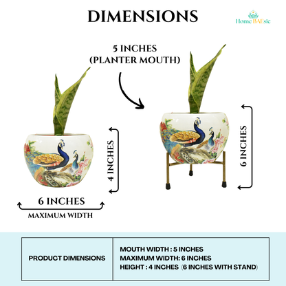 Decorative white plant pot with peacock design. Peacock In Garden Metal Planter Indoor Home & Garden | Home BAEsic