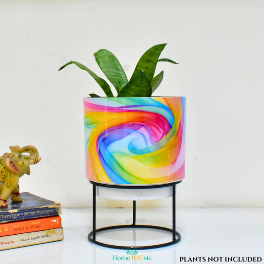 Rainbow Breeze Indoor Metal Planter With Metal Stand | Home & Garden | 6 Inches
