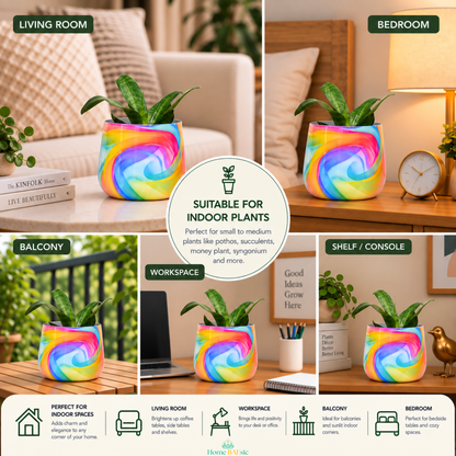 Rainbow Breeze Tumbler Metal Planter – 6 Inch Indoor Pot | Home BAEsic
