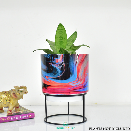 Rosso Storm Indoor Metal Planter With Metal Stand | Home & Garden | 6 Inches