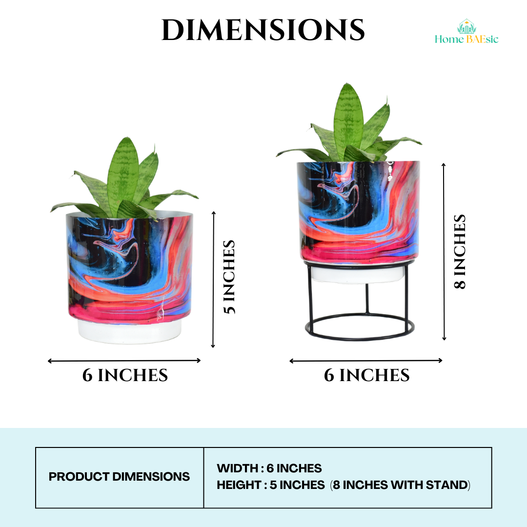 Rosso Storm Indoor Metal Planter With Metal Stand | Home & Garden | 6 Inches