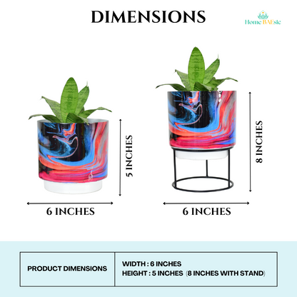 Rosso Storm Indoor Metal Planter With Metal Stand | Home & Garden | 6 Inches