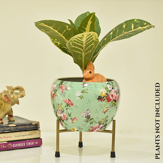 Sea Green Floral Metal Pot & Planter | Home BAEsic | Home and Garden
