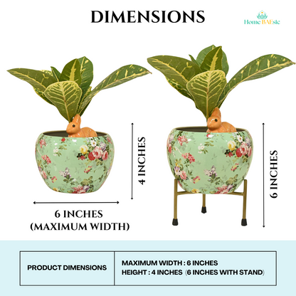 Sea Green Floral Metal Pot & Planter | Home BAEsic | Home and Garden