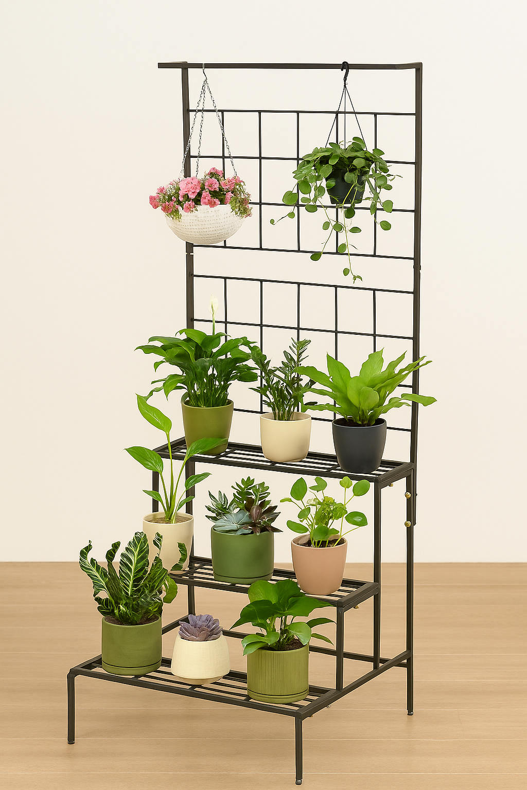 Home BAEsic 3 Tier Metal Planter Stand For Home & Garden