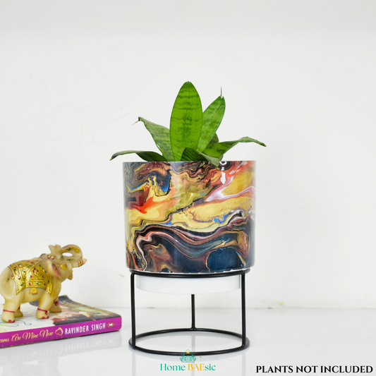 Zenia Storm Indoor Metal Planter With Metal Stand | Home & Garden | 6 Inches