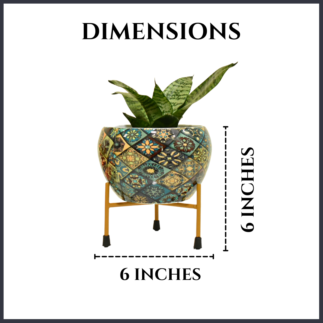Home BAEsic Metal Planter With Stand 6 Inches For Indoor Home & Garden