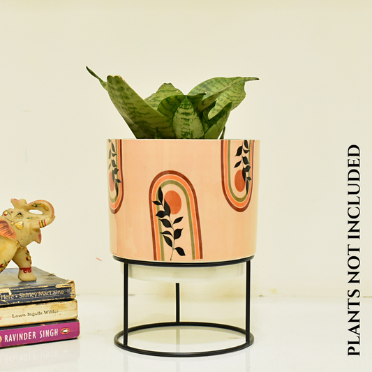 Beige Living Indoor Metal Planter With Metal Stand | Home & Garden | 6 Inches