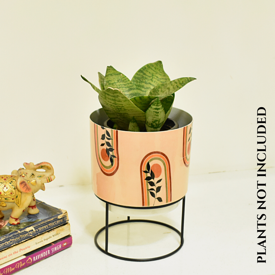 Beige Living Indoor Metal Planter With Metal Stand | Home & Garden | 6 Inches