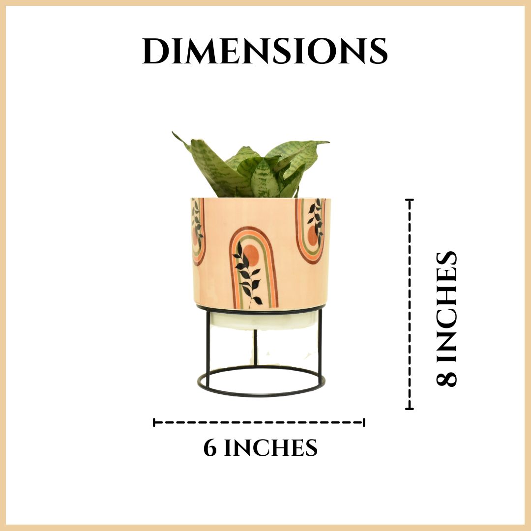 Beige Living Indoor Metal Planter With Metal Stand | Home & Garden | 6 Inches