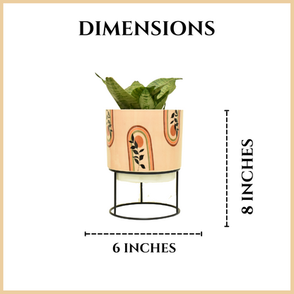 Beige Living Indoor Metal Planter With Metal Stand | Home & Garden | 6 Inches