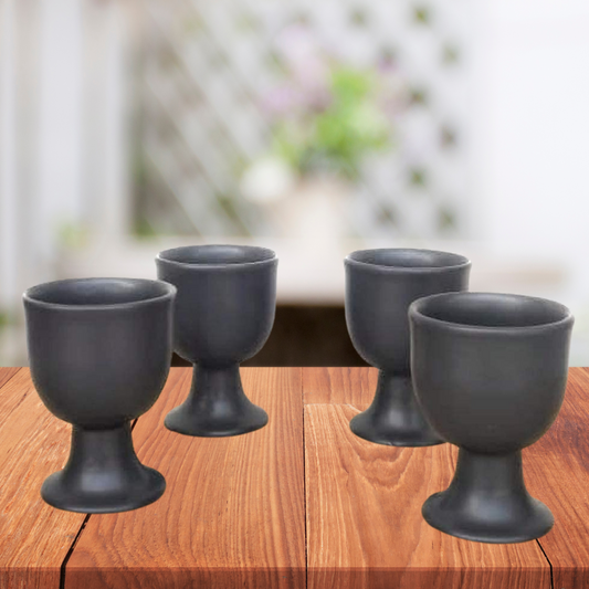Ceramic Boiled Egg Holder With Matt Finish - Set of 2 (Black)
