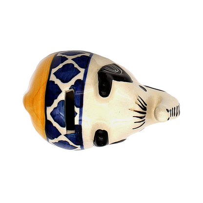 Elephant Shape Ceramic Piggy Bank - Block Print (Yellow)
