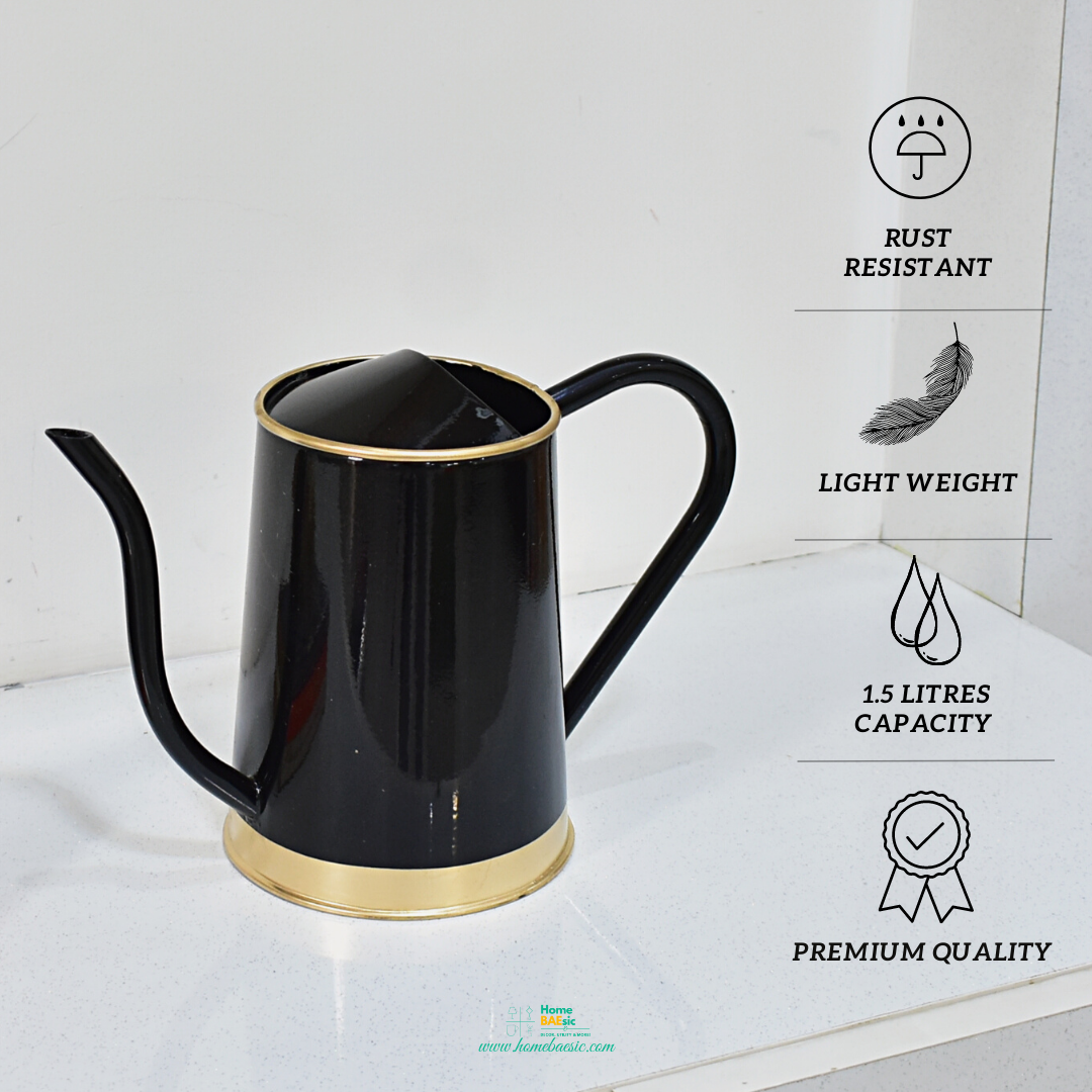 Enameled Metal Water Canister | 1.5 Liters for Indoor & Outdoor | Home & Garden | Black